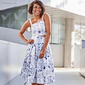 7th AVENUE New York & Company Floral Midi Skirt